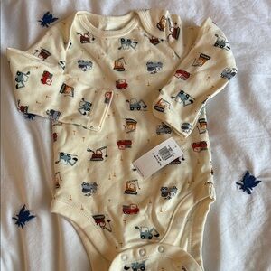 Baby Construction Print Cream Onesie